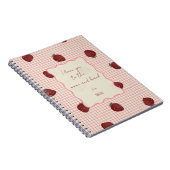 Watercolor Strawberries on Pink Grid- Valentine ノートブック (右側)