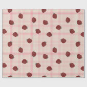 Watercolor Strawberries on Pink Grid - Valentine ラッピングペーパー (フラット)