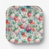 Watercolor Strawberry ペーパープレート (正面)