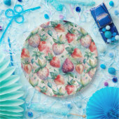 Watercolor Strawberry ペーパープレート (パーティー)