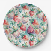 Watercolor Strawberry ペーパープレート (正面)