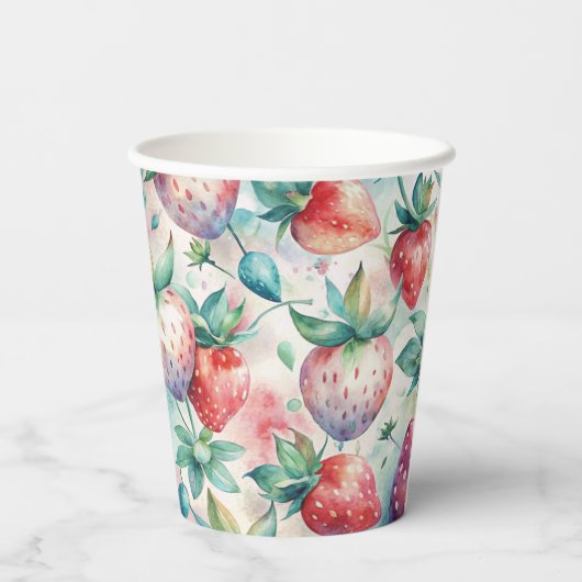Watercolor Strawberry 紙コップ (裏面)