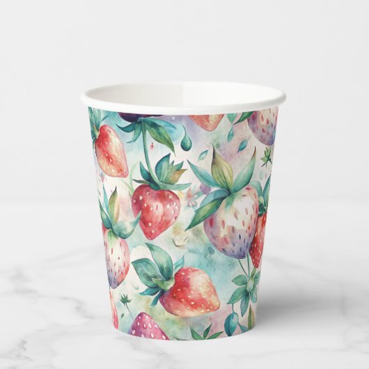 Watercolor Strawberry 紙コップ (左)