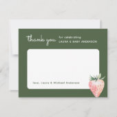 Watercolor Strawberry Berry Sweet Baby Shower サンキューカード (正面)