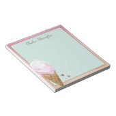 Watercolor Strawberry Ice Cream Mint Green ノートパッド (アングル)