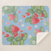 Watercolor strawberry pattern シェルパブランケット (正面(横))