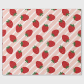Watercolor Strawberry Pattern Wrapping Paper ラッピングペーパー (フラット)