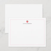 Watercolor Strawberry Pink Border Personalized ノートカード (正面/裏面)