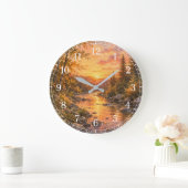 Watercolor Stream Wall Clock — Nature-Inspired Des ラージ壁時計 (ホーム)