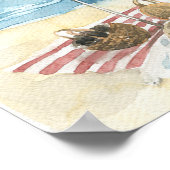 Watercolor Striped Beach Umbrella ポスター (角)