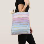 Watercolor Stripes Blue Purple Pink Summertime トートバッグ<br><div class="desc">Watercolor stripes in shades of blue,  purple,  and pink with faux gold stripes between them decorate this reusable tote bag. Great for hauling your summer time gear or for grocery shopping all year.  AI generated by IveyCottage.</div>