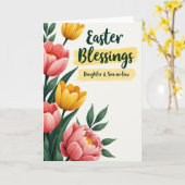 Watercolor Style Easter Blessings Card カード (黄色い花)