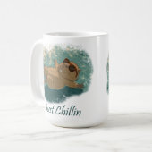 Watercolor Style Fun Capybara Just Chillin Quote コーヒーマグカップ (正面左)