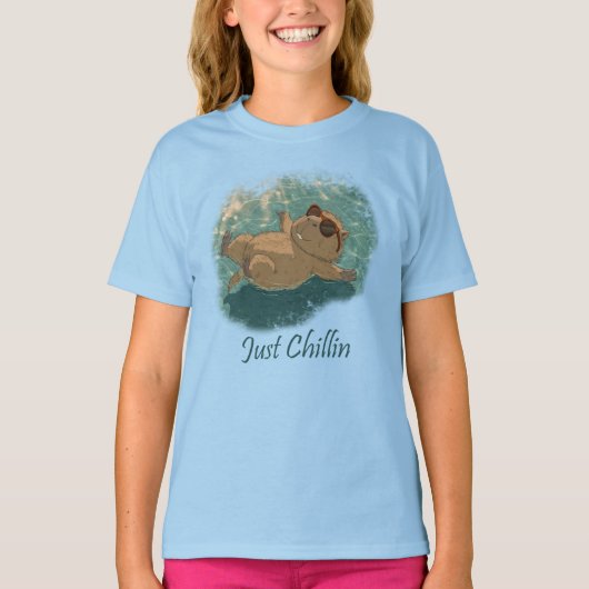 Watercolor Style Fun Capybara Just Chillin Quote Tシャツ (正面)
