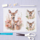 Watercolor Style Illustration of a Doe & Fawns 薄葉紙 (クラフト)