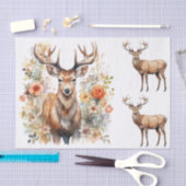 Watercolor Style Illustrations of Male Deer Bucks 薄葉紙 (クラフト)