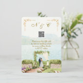 Watercolor Style QR Code Wedding Enclosure Card エンクロージャーカード (スタンド正面)