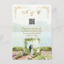 Watercolor Style QR Code Wedding Enclosure Card エンクロージャーカード
