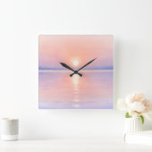 Watercolor Style Sun - Seascape Art スクエア壁時計 (ホーム)