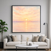 Watercolor Style Sunset Over Sea Art ポスター
