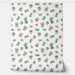 Watercolor Succulent and Cactus Plant Pattern 壁紙