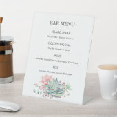 Watercolor Succulent Wedding Bar Menu Sign 台座サイン (インサイチュ)