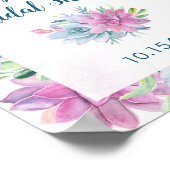 Watercolor Succulents Foliage Bridal Shower ポスター (角)