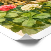 Watercolor Sulcata Tortoise with lucky clover ポスター (角)