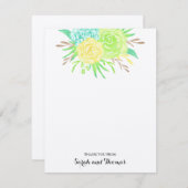 Watercolor Summer Flower Thank You Cards 招待状 (正面/裏面)