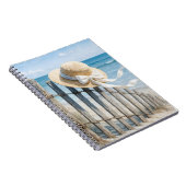 Watercolor Summer Hat on a Fence Post ノートブック (右側)