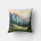 Watercolor Summer Mountain クッション (裏面)