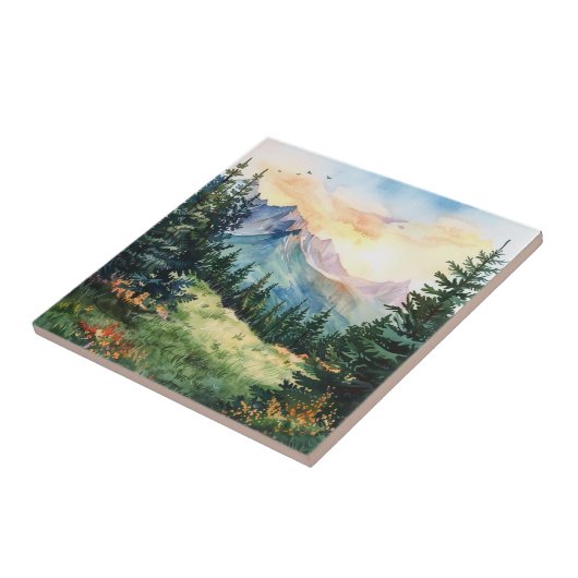 Watercolor Summer Mountain タイル (側面)