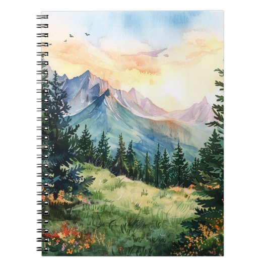Watercolor Summer Mountain ノートブック (正面)