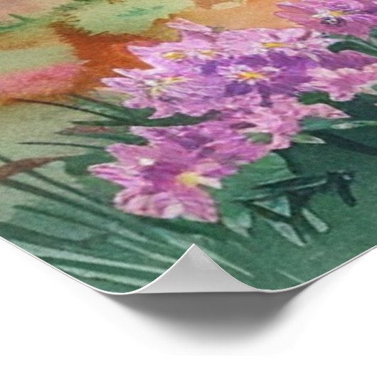 Watercolor Summer Mountain ポスター (角)