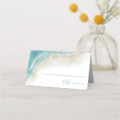 Watercolor Summer Ocean Beach Wedding プレイスカード (正面)