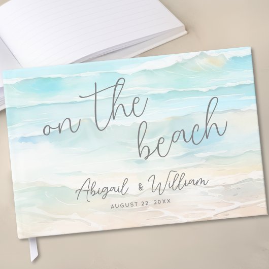 Watercolor Summer On The Beach Wedding ゲストブック