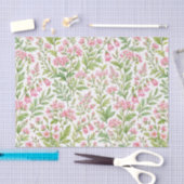 Watercolor Summer Pink Flowers with Green Leaves 薄葉紙 (クラフト)