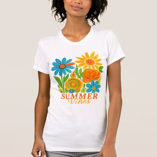 Watercolor summer vibe | Summer vibe png | Floral Tシャツ (正面)