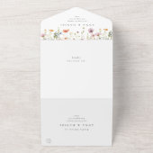 Watercolor Summer Wildflower Wedding オールインワン招待状 (外側)