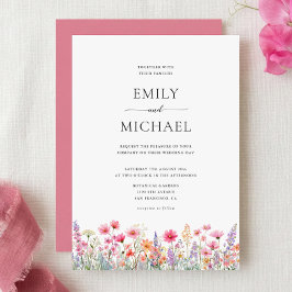Watercolor Summer Wildflowers Wedding Invitation 招待状