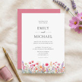 Watercolor Summer Wildflowers Wedding Invitation 招待状