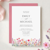 Watercolor Summer Wildflowers Wedding Invitation 招待状