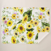 Watercolor Sunflower 7 シェルパブランケット (正面(横))