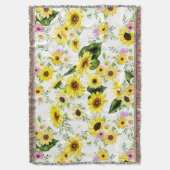 Watercolor Sunflower 7 スローブランケット (正面縦)
