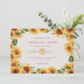 Watercolor Sunflower Border Wedding Invitation 招待状 (スタンド正面)