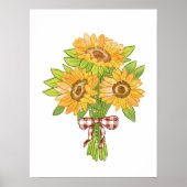 Watercolor Sunflower Bouquet ポスター (正面)