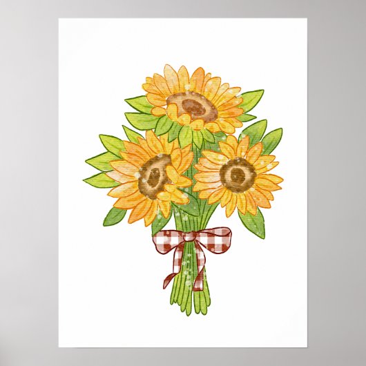 Watercolor Sunflower Bouquet  ポスター (正面)