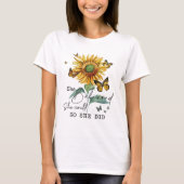 Watercolor Sunflower & Butterfly Inspirational  Tシャツ (正面)