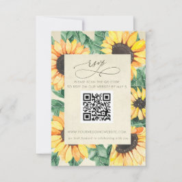 Watercolor Sunflower Country Garden Floral QR CODE 出欠カード