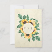Watercolor Sunflower Country Garden Floral QR CODE 出欠カード (裏面)
